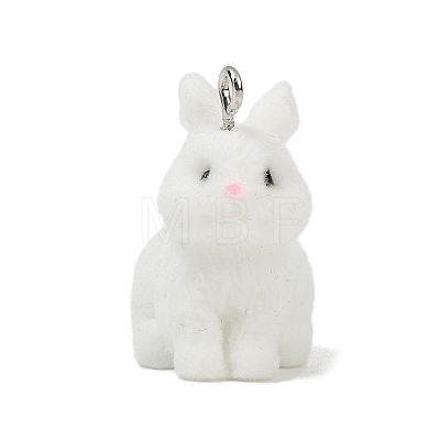 Animal Theme Flocky Opaque Resin Pendants RESI-H042-01P-04-1