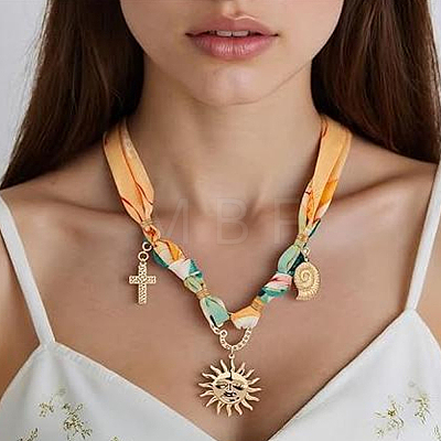 Polyester Collar Choker Necklaces for Women NJEW-SP0001-18-1