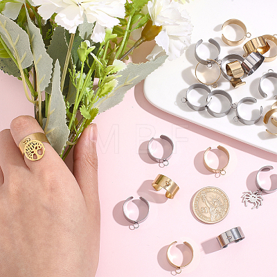 24Pcs 2 Colors 304 Stainless Steel Finger Ring Settings STAS-BBC0010-09D-1