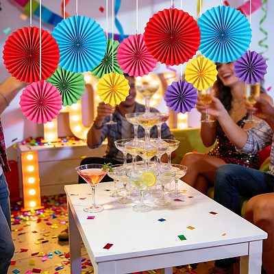 6Pcs Paper Fans Flower for Wedding Birthday Carnival Welcome Party Decorations DIY-WH0349-570-1