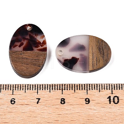 Transparent Resin and Walnut Wood Pendants RESI-T057-04B-1