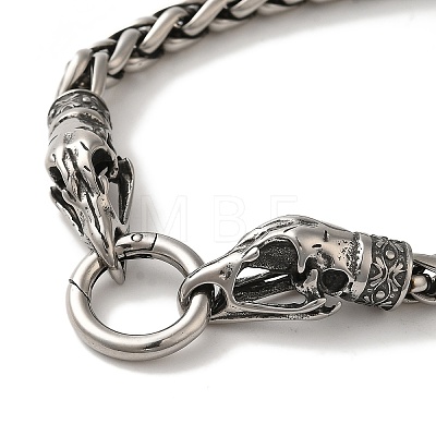 316 Surgical Stainless Steel Wheat Chain Viking Raven Skull Bracelets BJEW-Q349-05AS-03-1