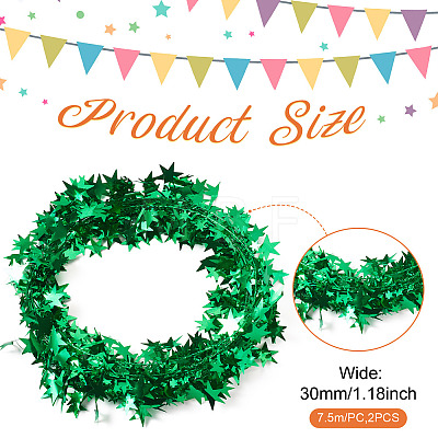 PVC Sparkly Star Metallic Garland with Iron Wire AJEW-TAC0034-08A-1