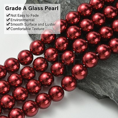 Eco-Friendly Glass Pearl Beads Strands HY-A008-12mm-RB038-1