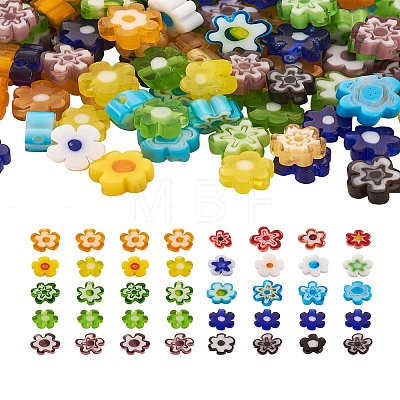 300Pcs 10 colors Handmade Millefiori Glass Beads LAMP-TA0002-05-1