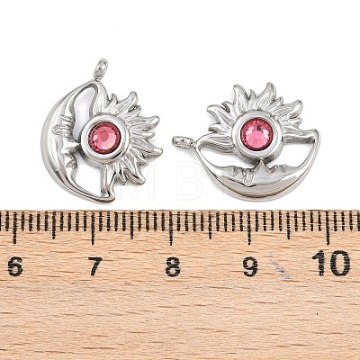 304 Stainless Steel Rhinestone Pendants STAS-Z166-24P-07-1