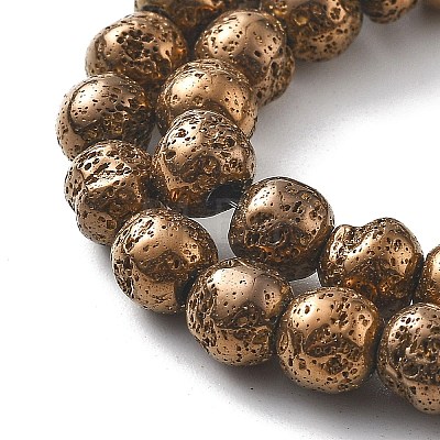 Electroplated Natural Lava Rock Beads Strands G-A251-B01-01A-1