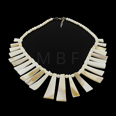 Freshwater Shell Beaded Bib Statement Necklaces NJEW-Q280-03A-1
