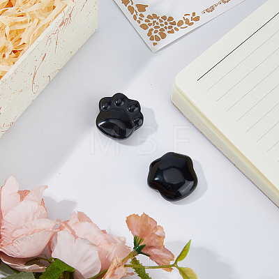 2Pcs Natural Obsidian Carved Figurines Statues for Home Office Desktop Decoration G-FH0002-75A-1