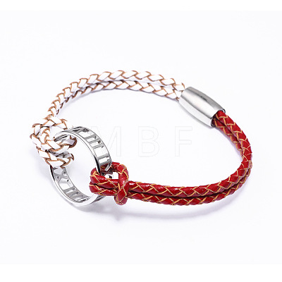 Alloy Ring Links Bracelets BJEW-F352-17P-02-1