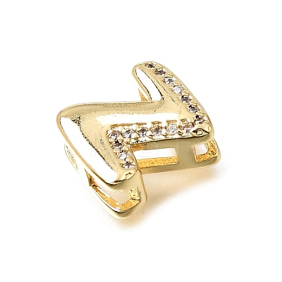 Brass Micro Pave Clear Cubic Zirconia Initial Spacer Bars KK-E802-34G-Z-1