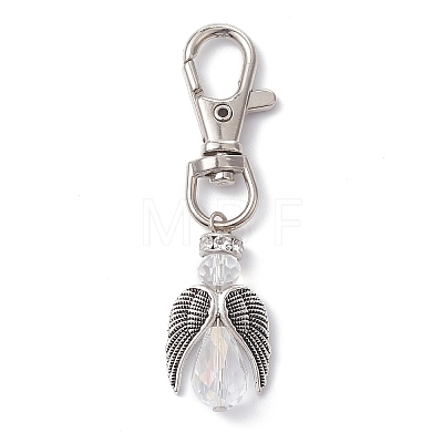 Angel Alloy & Glass Pearl Beads Pendants Decorations HJEW-JM01102-1