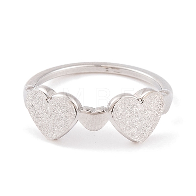 Non-Tarnish 304 Stainless Steel Heart Finger Ring for Women RJEW-C086-10-P-1