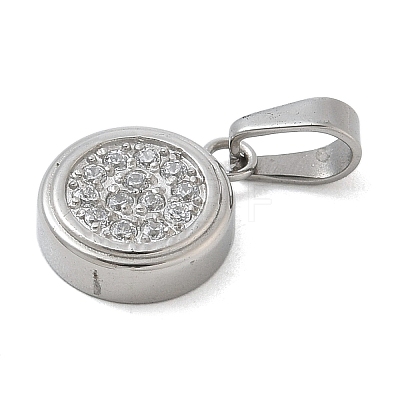 Ion Plating(IP) 304 Stainless Steel Micro Pave Cubic Zirconia Pendants STAS-Z107-02P-01-1