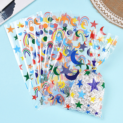 100Pcs 4 Styles Rectangle OPP Cellophane Candy Bags ABAG-WH20013-17-1