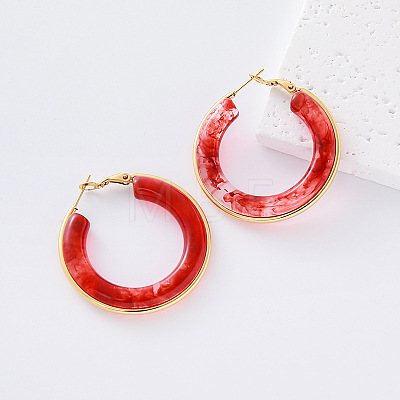304 Stainless Steel Resin Hoop Earrings for Women KT0951-4-1