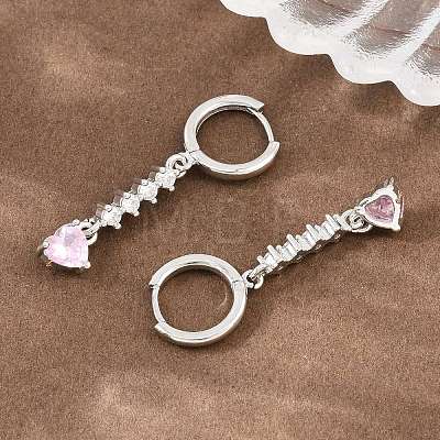 Brass Micro Pave Cubic Zirconia Hoop Dangle Earrings KK-CBA8324-07P-01-1