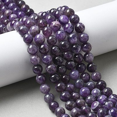 Natural Amethyst Beads Strands G-M445-8MM-01G-1