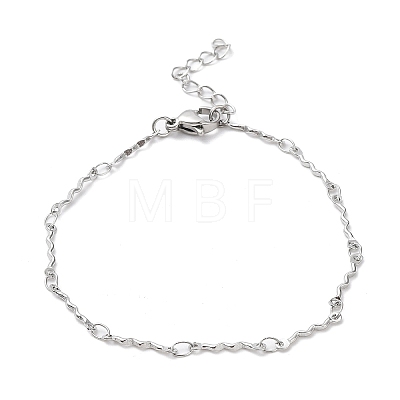 304 Stainless Steel Wave Bar Link Chain Bracelet BJEW-K226-08P-1