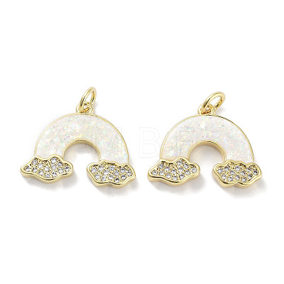 Brass Micro Pave Clear Cubic Zirconia Pendants KK-L213-034G-1