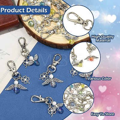 20Pcs 4 Style Alloy & Glass Pendant Decorations HJEW-YW00370-1
