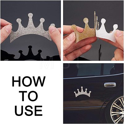 Crown Shape Glass Rhinestone Car Stickers DIY-WH0171-17-1