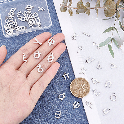   48Pcs 24 Letters 304 Stainless Steel Charms STAS-PH0001-30-1