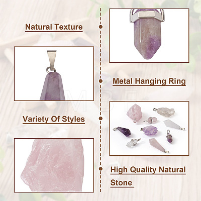  Jewelry 9Pcs 9 Styles Natural Gemstone Pendants G-PJ0001-02-1