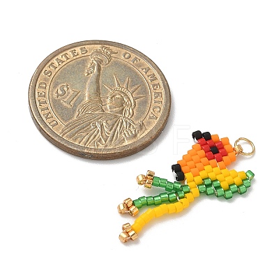 Glass Seed Beaded Bird Pendants PALLOY-MZ00920-05-1