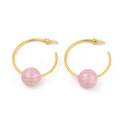 Round Brass Enamel Hoop Earrings for Women EJEW-Q391-35G-02-1