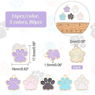 80Pcs 5 Colors Alloy Enamel Pendants ENAM-FH0001-35-1