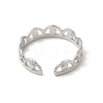 304 Stainless Steel Crown Open Cuff Ring for Women RJEW-E066-08P-1