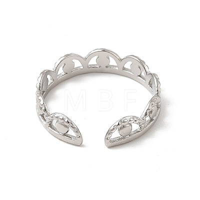 Non-Tarnish 304 Stainless Steel Crown Open Cuff Ring for Women RJEW-E066-08P-1