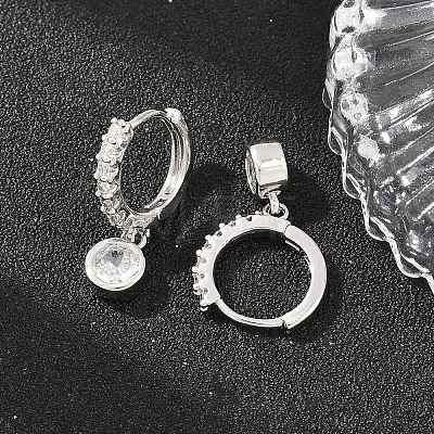 Brass Micro Pave Cubic Zirconia Hoop Dangle Earrings KK-Z166-15P-02-1