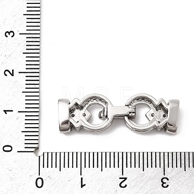Brass Micro Pave Clear Cubic Zirconia Fold Over Clasps KK-B189-03P-1
