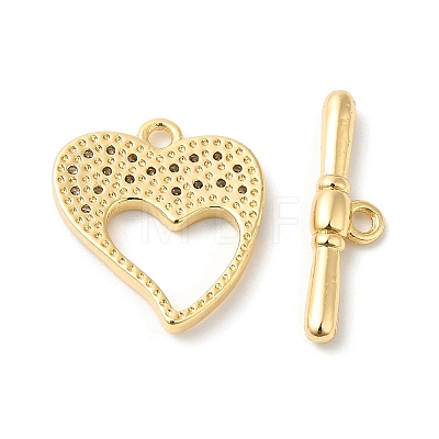 Brass Micro Pave Clear Cubic Zirconia Toggle Clasps KK-P234-61G-1