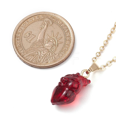 Halloween Resin Anatomical Heart Pendants Necklaces NJEW-TA00146-1