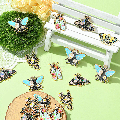 20Pcs 5 Styles Insect Series Alloy Enamel Pendants ENAM-CJ0005-40-1