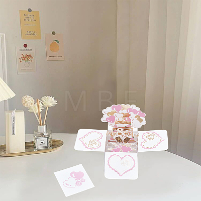 3D Pop Up Cake & Balloons Box Greeting Card AJEW-WH0258-100A-1