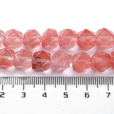 Cherry Quartz Glass Star Cut Round Beads Strands G-M418-C11-01-1