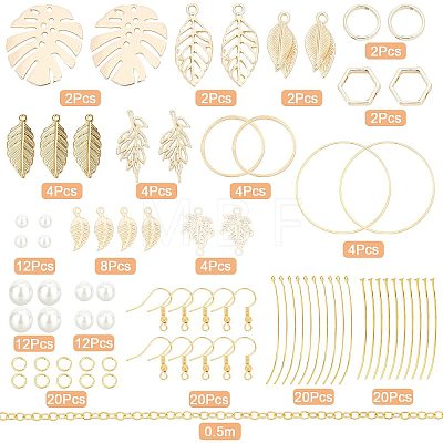 DIY Leaf & Pearl Dangle Earring Making Kits DIY-SC0016-50-1