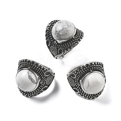 Natural Howlite Adjustable Rings RJEW-I108-03AS-10-1