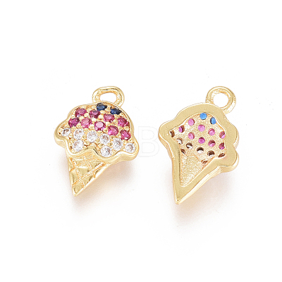 Brass Micro Pave Cubic Zirconia Charms ZIRC-L093-23G-1
