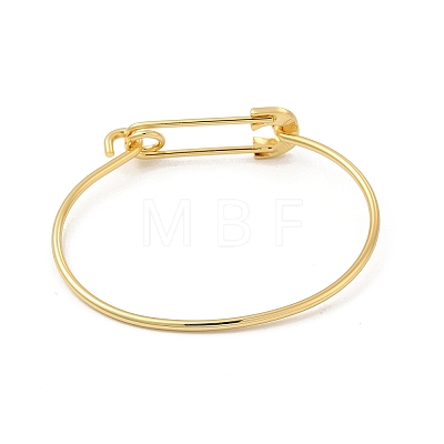 Brass Safety Pin Shape Bangle for Women BJEW-E060-01G-1