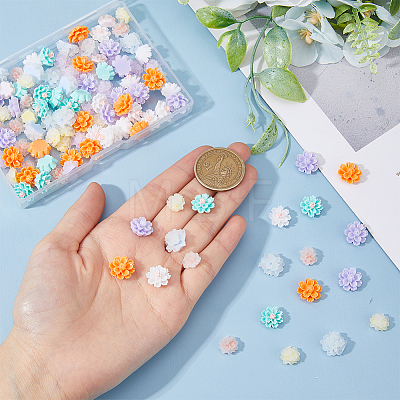 SUPERFINDINGS 120Pcs 8 Styles  Flower Resin Cabochons MRMJ-FH0001-30-1