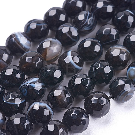 Natural Striped Agate/Banded Agate Beads Strands G-P364-11-6mm-1