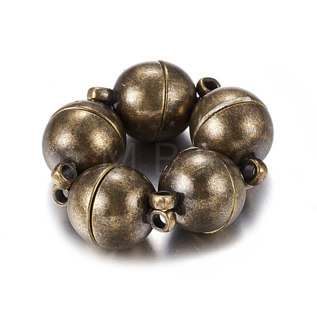 Brass Magnetic Clasps with Loops PALLOY-MC043-3AB-1