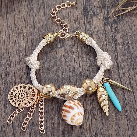Bohemian Alloy & CCB Plastic & Resin & Natural Shell Charm Bracelets FS-WGD6F52-02-1