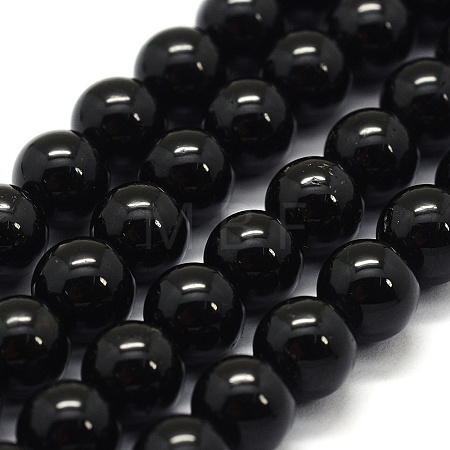 Natural Black Tourmaline Beads Strands G-G763-01-10mm-AB-1