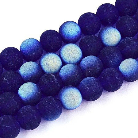 Frosted Transparent Glass Beads Strands GLAA-T032-T8mm-MBB15-1